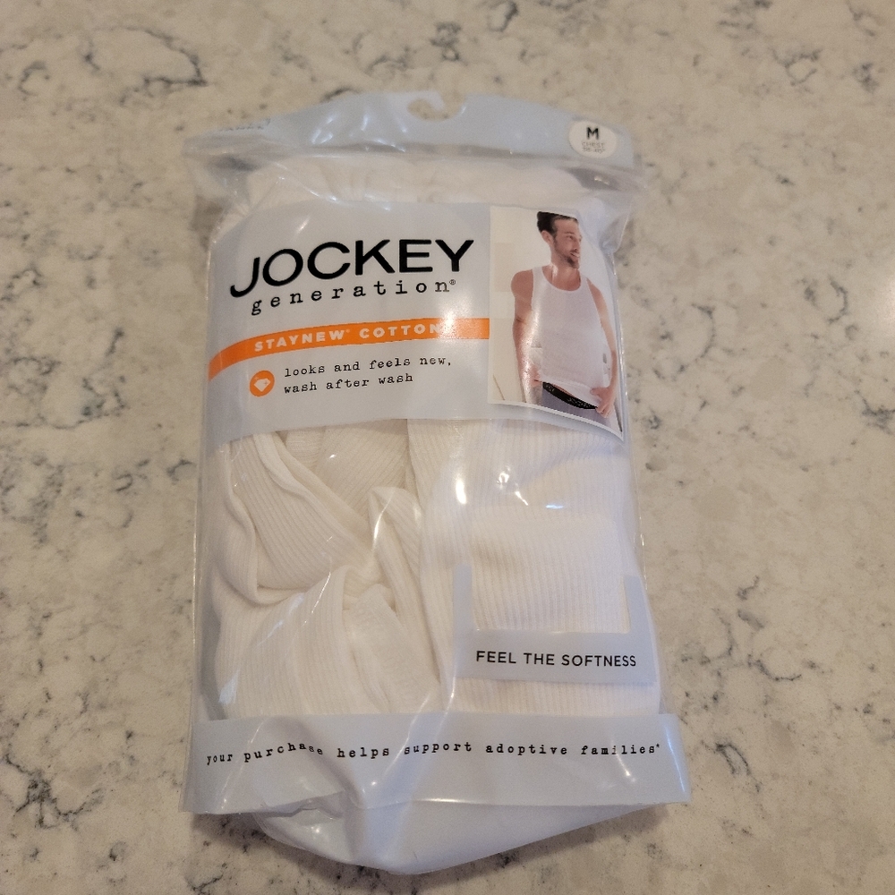 Jockey Generation Staynew Cotton Tank Tops White 3-Pack Size Medium NEW!